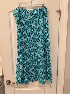 Talbots Teal and Blue Printed Maxi Skirt